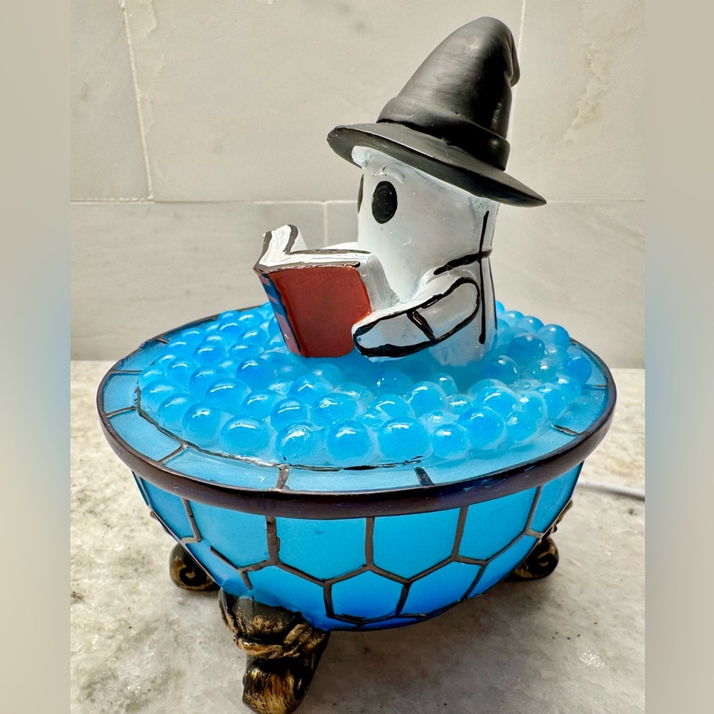 New Halloween Ghost in Bubble Bath Bathtub Resin USB Night Light Lamp - 5” - Picture 8 of 12
